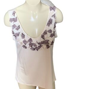 Talbots NWOT Sleeveless Cream Colored Top with Lovely Front Size Medium